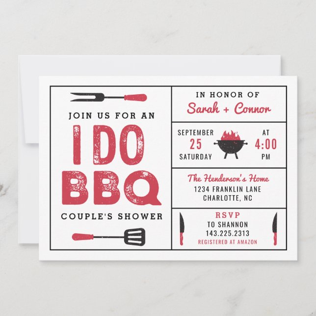 I Do BBQ Couple's Shower Invitation (Voorkant)