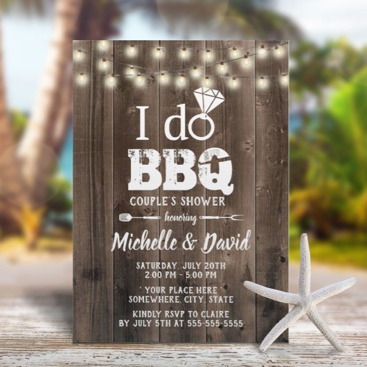 I DO BBQ Couples Shower Rustic Barn Wood Kaart