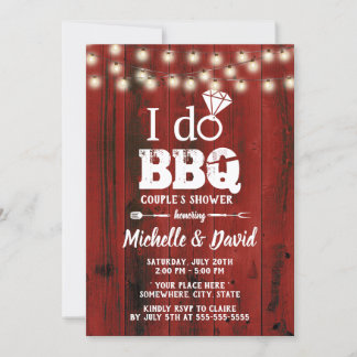 I DO BBQ Couples Shower Rustic Red Barn Wood Kaart