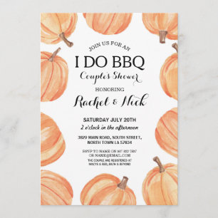 I DO BBQ Couples Shower Waterverf Pumpkin Rustic Kaart