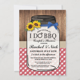I DO BBQ Couples Sunflower Shower Jar Red Chalk Kaart