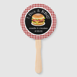 I Do BBQ en Red Gingham Hamburger Casual bruiloft Handwaaier