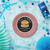 I Do BBQ en Red Gingham Hamburger Casual bruiloft Papieren Bordje (Feest)