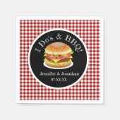 I Do BBQ en Red Gingham Hamburger Casual bruiloft Servet (Voorkant)