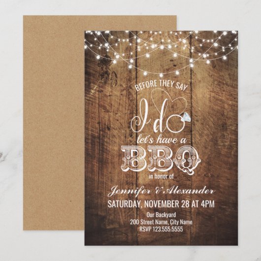 I DO BBQ Engagement Party-koppels — Shower Kaart (Voorkant / Achterkant)