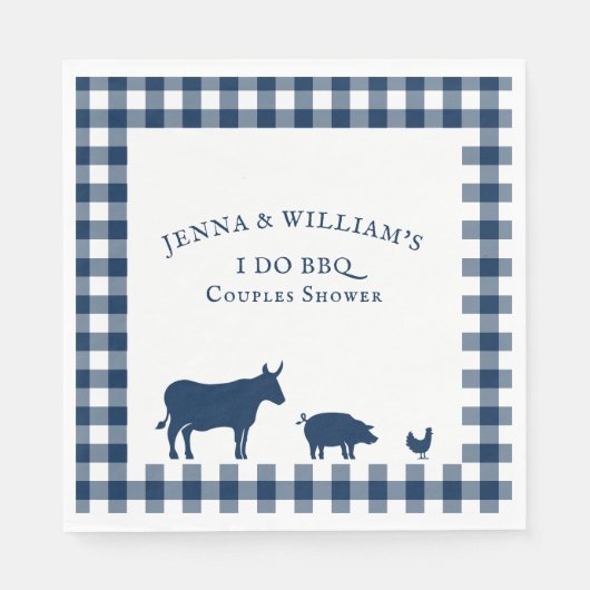 I Do BBQ Farmhouse Navy Blue Pset Servet (Voorkant)