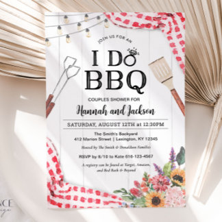 I Do BBQ Koppel Bruiloft Feest Uitnodiging