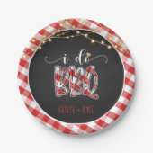 I Do BBQ Paper Bord - Gingham - Custom (Voorkant)