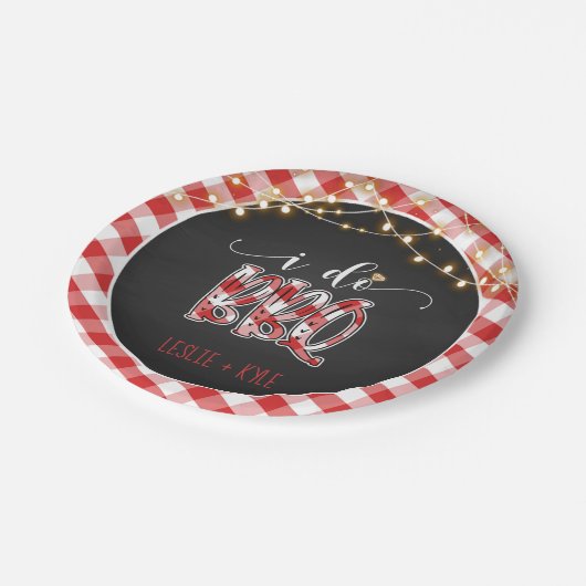 I Do BBQ Paper Bord - Gingham - Custom (Gekanteld)