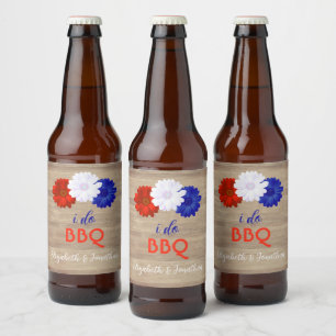 I Do BBQ Patriotic Floral Bier Etiket