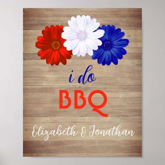 I Do BBQ Patriotic Floral Poster (Voorkant)
