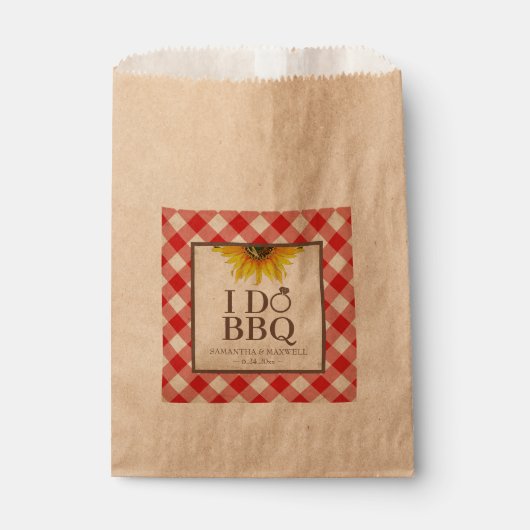 I Do BBQ Red Gingham and Sunflower Bedankzakje (Voorkant)