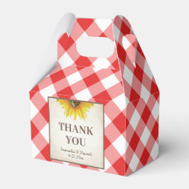 I Do BBQ Red Gingham Sunflower Favor Box Bedankdoosjes
