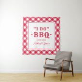 I Do BBQ Rode Gingham Trouwachtergrond Wandkleed (In situ)