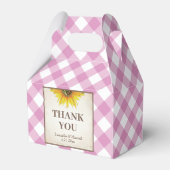 I Do BBQ Roze Gingham Sunflower Favor Box Bedankdoosjes (Voorkant Zijde)