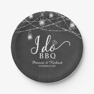 I Do BBQ Rustic Chalk Engagement Party Papieren Bordje