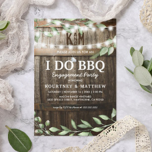 I DO BBQ Rustic Engagement Party Greenery Kaart