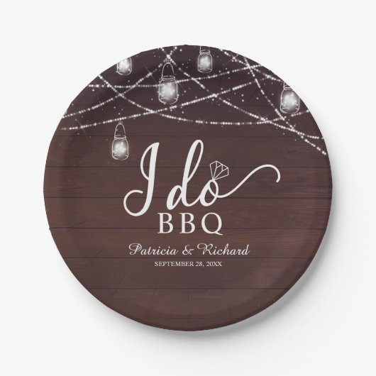 I Do BBQ Rustic Engagement Party Paper Bord (Voorkant)