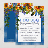 I DO BBQ Rustic Floral Blue Pset Engagement Party Kaart (Voorkant / Achterkant)