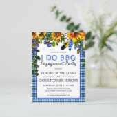 I DO BBQ Rustic Floral Blue Pset Verloving Briefkaart (Staand voorkant)