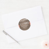 I DO BBQ Rustic Wedding Verloving Barbecue Ronde Sticker (Envelop)