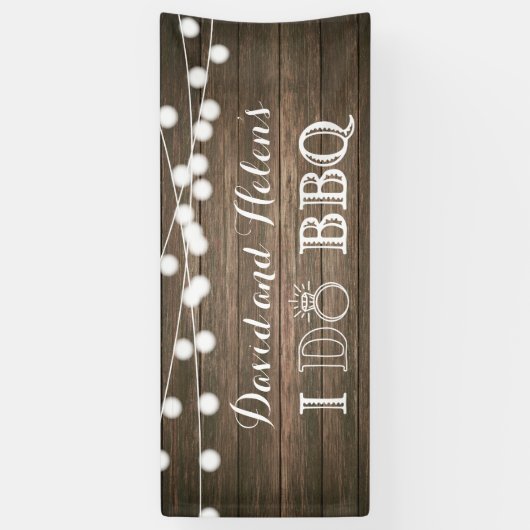 I DO BBQ Rustic Wood Wedding Engagment Banner (Verticaal)