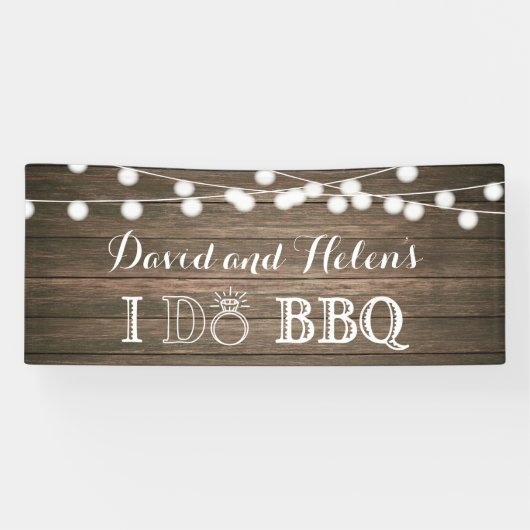 I DO BBQ Rustic Wood Wedding Engagment Banner (Horizontaal)