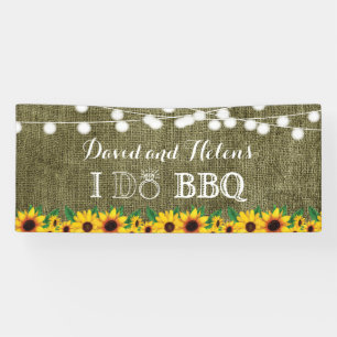 I DO BBQ Sunflower Burlap Wedding Engagment Banner