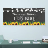 I DO BBQ Sunflower Chalkboard Wedding Engagment Spandoek (Beurs)