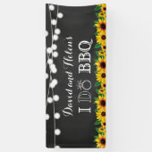 I DO BBQ Sunflower Chalkboard Wedding Engagment Spandoek (Verticaal)