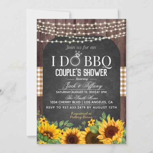 I Do BBQ Sunflower Couple's Shower Invitation (Devant)