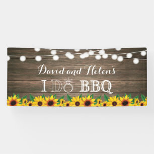 I DO BBQ Sunflower Rustic Wood Wedding Engagment Spandoek