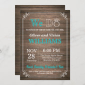 I DO BBQ Uitnodiging Rustic Blauwgroen Wedding Eng (Voorkant / Achterkant)