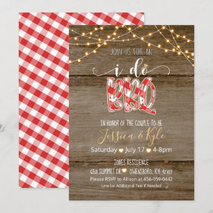 I Do BBQ-uitnodiging - Rustic Gingham Kaart