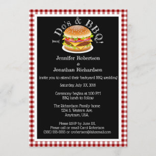 I Do en BBQ Gingham Hamburger Casual Bruiloft #2 Kaart