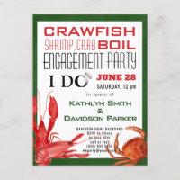 I DO Fiançailles Photo Seafood Party Invitation