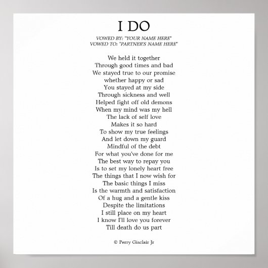 "I DO" POSTER (Voorkant)