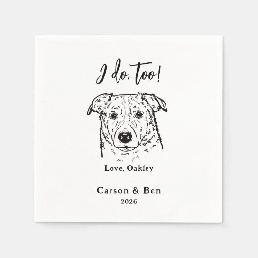 I Do Too Personalized Pet Name Dog Wedding Servet (Voorkant)