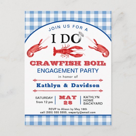I DO Verloving Crawfish Boil Party Briefkaart (Voorkant)