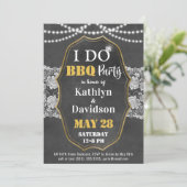 I DO Verloving Elegant Kant Chalkboard BBQ Party Kaart (Staand voorkant)