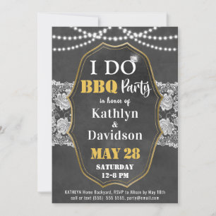 I DO Verloving Elegant Kant Chalkboard BBQ Party Kaart