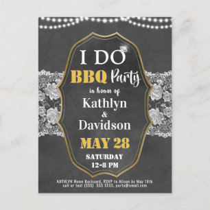 I DO Verloving Elegant Kant Chalkboard BBQ Party Uitnodiging Briefkaart