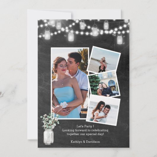 I DO Verloving Eucalyptus Bloemen Chalkboard Party Kaart (Achterkant)