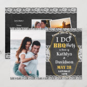 I DO Verloving Foto Elegant Kant Krijtbord BBQ Kaart (Voorkant / Achterkant)