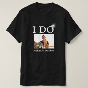I DO Verloving Ring Couple Photo Name Minimal T-shirt