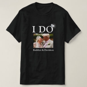 I DO Verloving Ring Couple Photo Name Minimal T-shirt