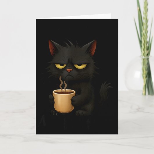 I Don't Do Mornings Funny Quote Black Cat Lover Gi Kaart (Voorkant)