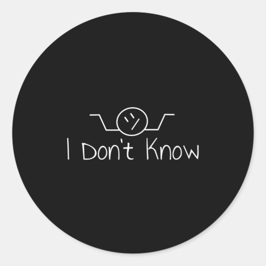 I Don't Know Hand Drawn Shrug Funny Men Women Long Ronde Sticker (Voorkant)