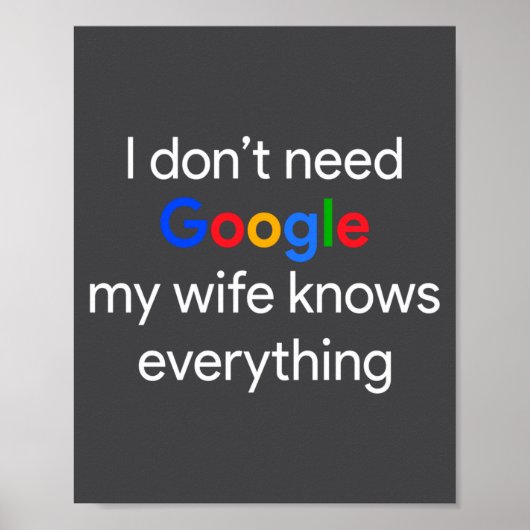 I Don't Need Google, My Wife Knows Everything Funn Poster (Voorkant)