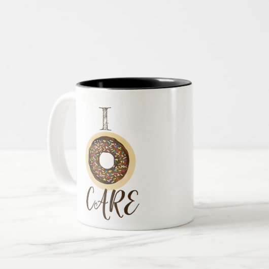 I DONUT CARE Bruine Chocolade Sprinkle Chique Mode Tweekleurige Koffiemok (Voorkant links)